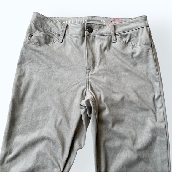 Laurie Felt Baby Bell Pants Faux Suede Mid Rise Cut Out Hem 6x31 - Picture 4 of 11